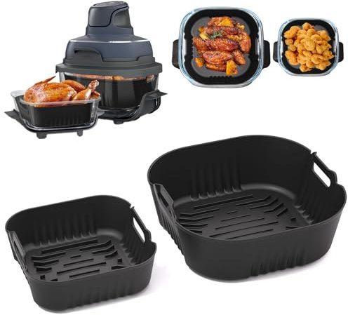 Silicone Air Fryer Liners for Ninja Crispi FN101GY, Airfryer Silicone Liner for Ninja Crispi 4-in-1 Portable Glass Air Fryer Cooking System, Specially Designed for FN101UKGY