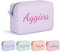 Personnalisable Trousse Maquillage Femme avec Nom Brodé Trousse de Toilette Femme Portable et pour Rangement Pochette Maquillage Voyage en Coton Grande Capacité (Violet)