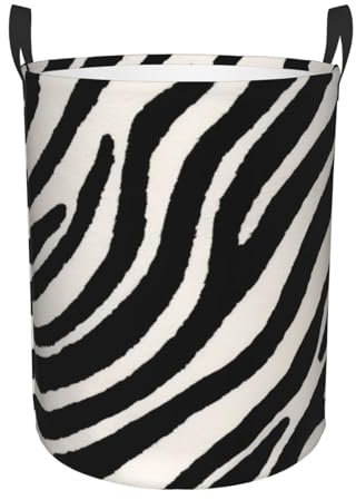 Wäschekorb, Zebra-Tier-Design, rund, wasserdicht, schmutzige Kleidung, 58 l, Wäschekörbe mit Griffen, Kindergartenkorb, Aufbewahrungskorb für Spielzeug, Kissen, Decken