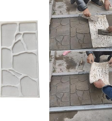 KIJyfgTR Stempelkissen aus flexiblem Kunststoff for Beton, mit Strukturiertem Schiefermuster aus Zement gestempelt for Gartenwege, Wiederverwendbare Pflasterformen, strukturierte Stempel