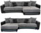 Multimedia Ecksofa B322/T190/H88 cm mit RGB-LED Beleuchtung, Soundsystem inkl. Bluetooth, USB, AUX-in, Couch spiegelverkehrt montierbar, Korpus Kunstleder Schwarz u. Bezug Mikrofaser Grau / 15411