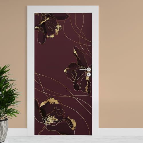 Finest Folia Türfolie 90x200 cm Türtapete Türposter Folie für Tür Wohnzimmer Kinderzimmer Küche Türaufkleber Bad Aufkleber selbstklebend (TF02-35 Abstakte Blumen)