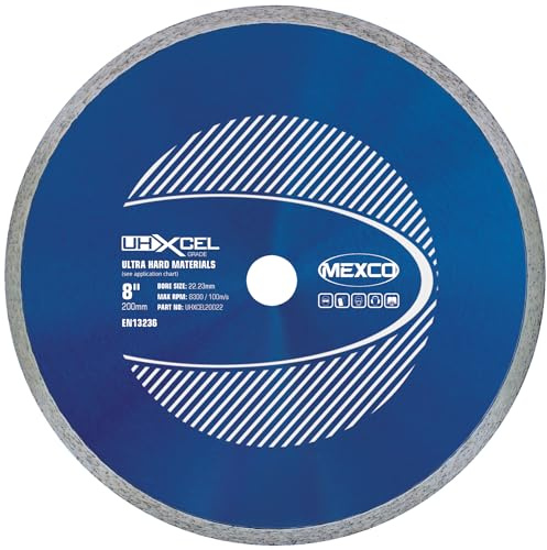Mexco UHX Ultra Hard Materials Diamond Blade, High-Performance, Precision Cutting Disc for Granite, Porcelain, Marble - 200mm, 10mm Segment Height, 22.23mm Bore