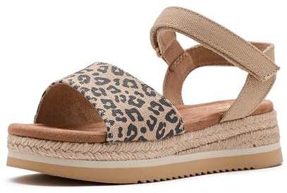 TOMS Diana Keilsandalen, Haferflocken, kleine Leoparden-Punkte, Größe 36