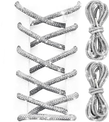 UamGlsob Glitzernde Strass Schnürsenkel 4mm Rund | Funkelnde Bunt Kristall Diamanten Schuhbänder für Sneaker & Stiefel