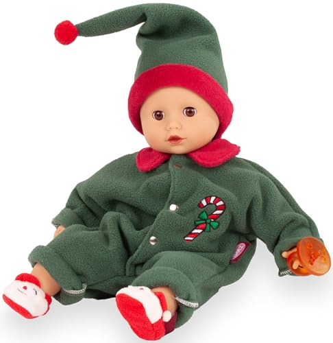 Götz 2520575 Muffin Baby Christmas Candy Puppe – 33 cm große Babypuppe mit braunen Schlafaugen, ohne Haare und Weichkörper – Weichkörperpuppe in 9 teiligen Set