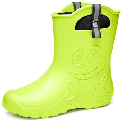 Ladeheid EVA Gummistiefel Damen warm gefüttert durch herausnehmbaren Innenschuh leichte wasserdichte Regenstiefel Griffe zum Anziehen rutschfeste Sohle LA-CA-23 (Limone, 38/39 EU)