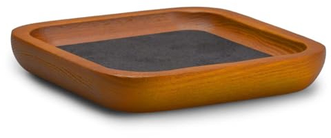 Papten Solid Wood Jewellery Display Tray Grey Small Jewellery Tray | Jewellery Organizer Trays Is Ideal For Storing And Displaying Rings, Earrings, Brooches,Bracelets 10 x 10 x 1.5CM