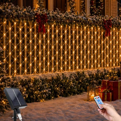 Guirnalda de Luces LED para Exteriores, 2*3M 192LED con Control Remoto, 8 Modos de Iluminación Resistente al Agua con Enchufe para Arbustos Jardín Árbol de Navidad Habitación (blanco cálido, 2*3M)