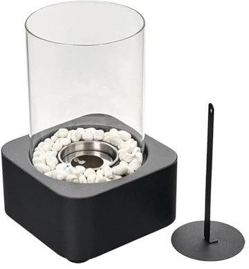 Brasero De Table Gaz - Foyer Extérieur Portable | Appareil Chauffage Terrasse 29x16cm, Bol À Feu pour Jardin, Camping Et Camping-Car, Mini Brûleur Éthanol Ou Gaz avec Flamme Réelle