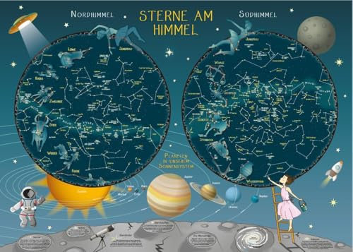 Sterne am Himmel: Sternenkarte für Kinder: Wandkarte 100 cm x 70 cm