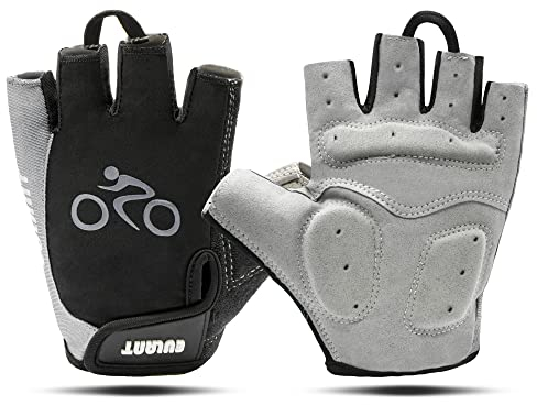 ONTYZZ Fahrradhandschuhe Fitness Handschuhe Damen Herren Trainingshandschuh Adjustable Sporthandschuhe für Radsport Camping Fingerlose Handschuhe Grau/XL