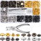 120 Set Nähen Druckknöpfe Kit Metall Snaps Button Druckknöpfe mit Lochzange und 4 Stück Fixing Tool Kit für Kleidung Handwerk Reparaturen Dekoration, 4 Farben