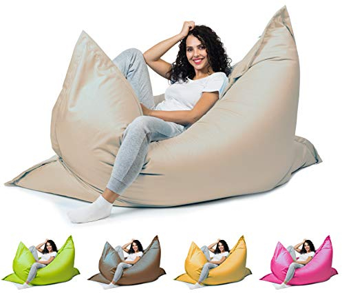 sunnypillow XXL Sitzsack, Riesensitzsack Outdoor & Indoor 180 x 145 cm mit 380L Styropor Füllung Sessel für Kinder & Erwachsene Sitzkissen Sofa Beanbag viele Farben und Größen zur Auswahl Cremefarben