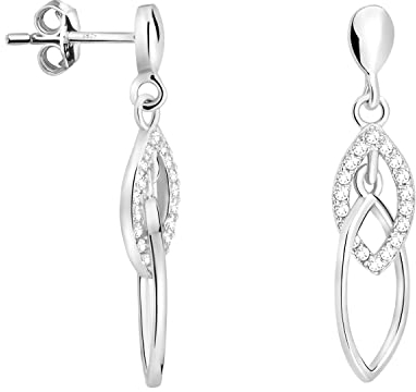 SOFIA MILANI - Damen Ohrringe 925 Silber - mit Zirkonia Steinen - Oval Ohrstecker - 20543
