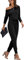 YUNDAI Womens Jumpsuits One Piece Casual Off Shoulder Playsuit Long Sleeve Overalls Elastic Waist Stretchy Romper with Pockets Medium,Black