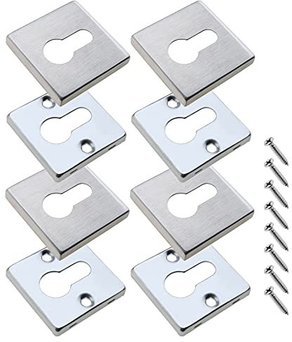 EMSea 4 paires Écussons de Couvercle Trou de Serrure Carré avec 8pcs Vis de Fixation 304 en Acier Inoxydable 53x53x0.9mm