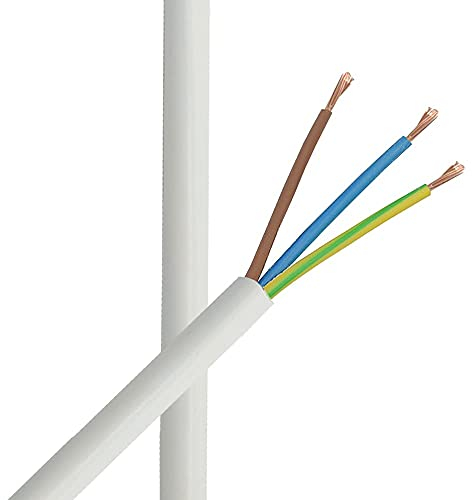5m Zuleitung Weiss H03VV-F 3 x 0,75qmm PVC isolierte Schlauch-Leitung 3G Leuchtenkabel Lampenkabel Kabel Stromkabel