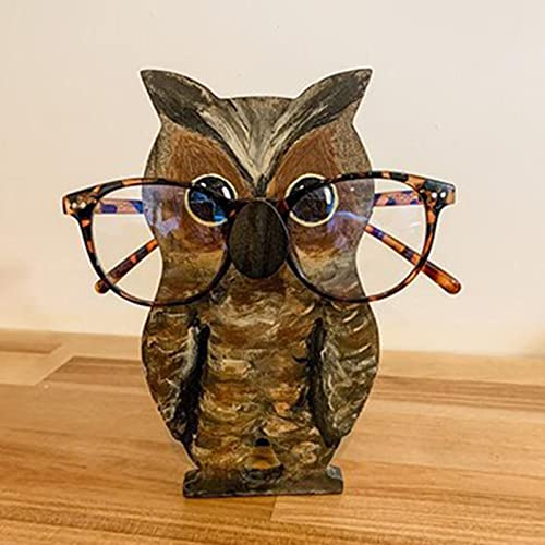 Brillenhalter Lustig Holz Brillenständer Brillenhalter Tier Ständer Niedliche Brillenhalter Eule Hund Katze Handgeschnitzte Geschenk für Kinder Mutter Freundin (A3)