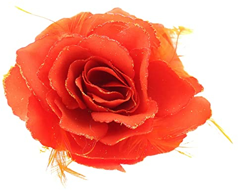 Topkids Accessories Pince à cheveux en forme de rose - Broche épingle à cheveux - Bibi en forme de fleur - Pour femme et fille - Pour mariage, bal, fête, occasion spéciale - Orange