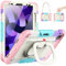 SEYMCY Kids Case for iPad Air 5th/4th Generation 10.9 inch 2022/2020, Full-body Shockproof with Screen Protector, 360° Rotating Handle Stand, Carrying Strap, Pen Holder for iPad Air 5/4, Pink