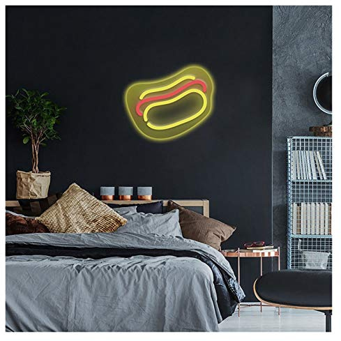 KLZUOPT LED Neon Light Sign Hot Dog LED Neon Signs Lights,Personalized Wall Art Decor Neon for Home House Room Lighting Plate Sconce (Color : Mixed color, Size : 42.6x47cm)
