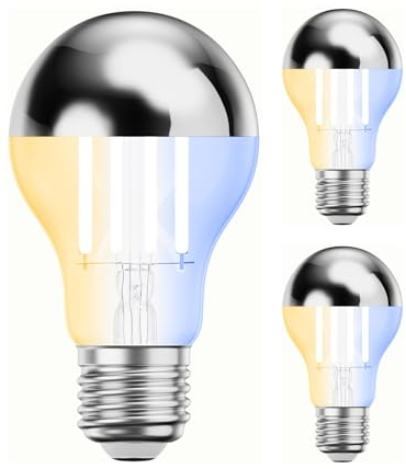 ledscom.de 3 Stück E27 LED Leuchtmittel, A60, warmweiß - kaltweiß (2700-7000 K), 4,8 W, 486lm, Smart Home, WLAN, Alexa, Kopfspiegel (silber)