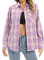 siliteelon Lila Damen Hemd Kariertes Baumwolle Freizeithemd Bluse Langarm Regular Fit Flanellhemden,M