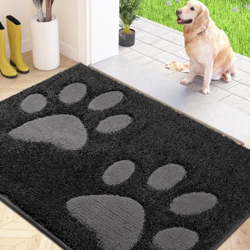 FCSDETAIL Schmutzfangmatte waschbar 60 x 90 cm, Fußmatte Innen, absorbierend Fussmatte, rutschfeste Sauberlaufmatte, wasserdicht Teppich für Hund, Eingang, nasse Pfoten