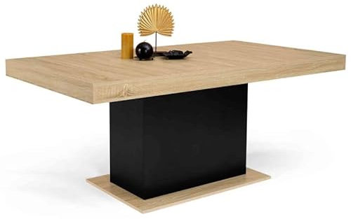 IDMarket Table à Manger Rectangle Eden 8 Personnes Bois et Noir