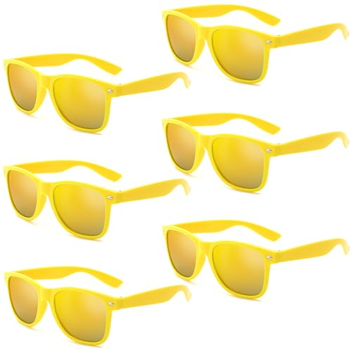 Unning 6 Stücke Neon Sonnenbrille Set Herren Vintage Bunte Sonnenbrillen Coole Retro Lustige Brillen Party für Herren Damen