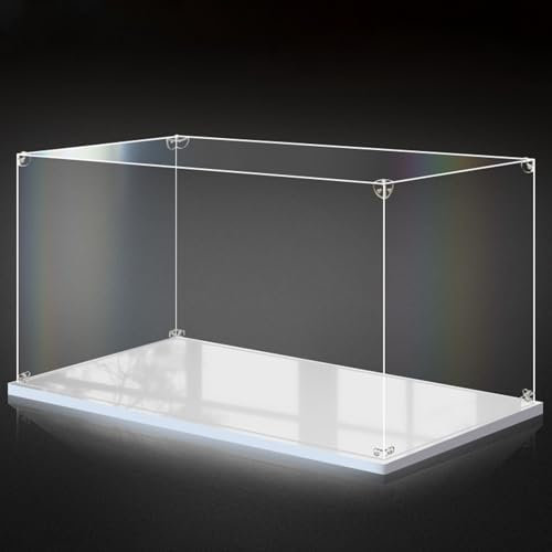 Acryl Vitrine Vitrine mit Transparentem Boden und Weißem Sockel, Staubdichte Vitrine aus Acryl für Sammlerstücke, Aufbewahrungsbox zum Selbstaufbau für Actionfiguren / Modelle(30cm(12)x30cm(12)x20cm