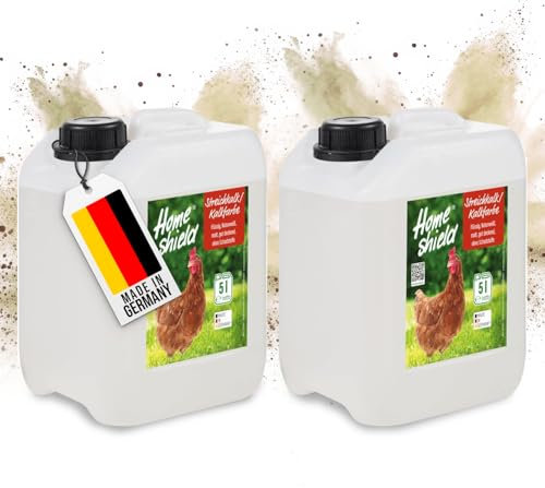Home Shield Kalkfarbe Hühnerstall flüssig 2 x 5L Kanister, weiß - Streichkalk, ready to use - Matte, naturweiße Stallfarbe mit guter Deckkraft für Ställe - 2 x 5 Liter