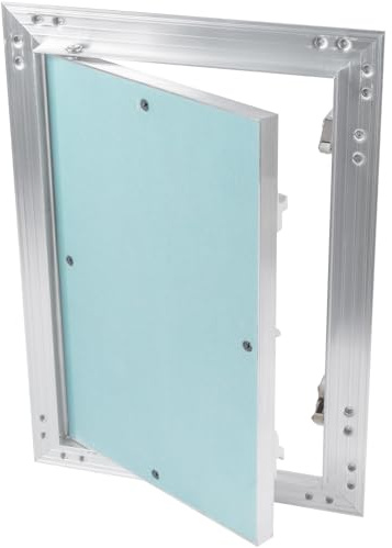 Vent Systems Revisionsklappe Trockenbau 20x30 cm mit 1.25 cm Wasserdicht Gipskarton - Wand, Decke Push-Click Aluminium Rigips Revisionstür - Innen Sanitär - Befliesbar Wartungsklappe, Serviceklappe