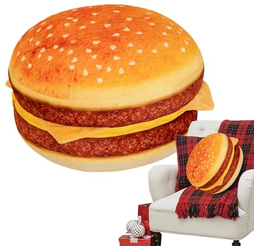Hamburger-Kopfkissen, weich, lustig, zum Kuscheln, Kissen aus Plüsch, Hamburger, 40 cm x 40 cm, für Mädchen, , , Freunde, Dekoration, Schlafzimmer, Sofa, Wohnzimmer, Idee