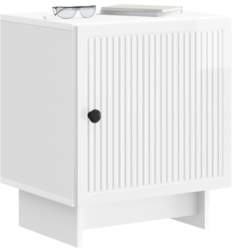 vidaXL Nachttisch 2 pcs Hochglanz Weiß 43 x 34,5 x 50 cm Holzwerkstoff, Vintage Schlafzimmer-Schrank, rechteckige Aufbewahrung, praktischer Organizer, Elegantes Nachtmöbel, kompakt