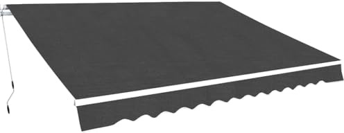 Tenda da sole estensibile con braccio articolato, 500 cm, antracite, con robusto telaio in alluminio e rinforzo in metallo, tessuto in poliestere con rivestimento in poliuretano, impermeabile