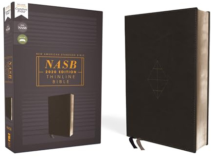 NASB, Thinline Bible, Leathersoft, Black, Red Letter, 2020 Text, Comfort Print
