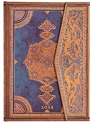 Paperblanks 12-Monatskalender 2024 Safawidisch Indigo | Verso | Midi (130 × 180 mm)
