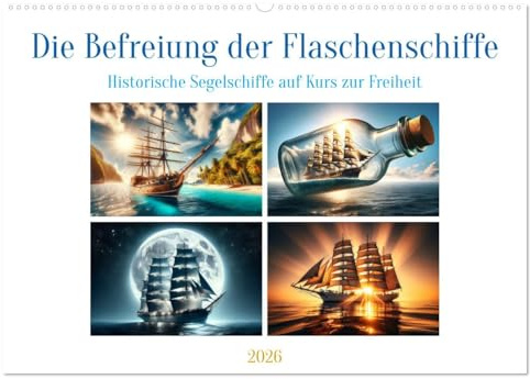 Die Befreiung der Flaschenschiffe - Historische Segelschiffe (Wandkalender 2026 DIN A2 quer), CALVENDO Monatskalender: Auf Kurs zur Freiheit - ... die Welt der Fantasie (CALVENDO Hobbys)