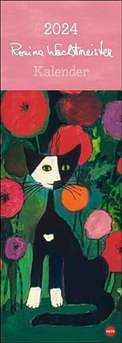 Rosina Wachtmeister Vertical Kalender 2024. Kunstvoller Wandkalender mit farbenfrohen Katzenbildern. Langer Kunst-Kalender 2024 XL. 24,5 x 69 cm.
