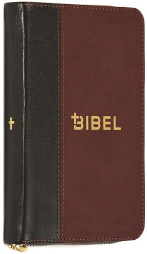 Die Bibel – Schlachter 2000 – Miniaturausgabe (PU-Einband, grau/braun, Goldschnitt, Reißverschluss)