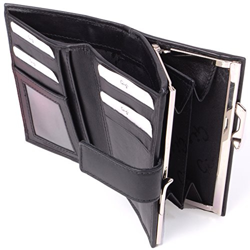 Gigi - Damen Leder Geldbörse - Geldbeutel/Portemonnaie Mittelgroß - 8 Kartenfächer und Münzfach - Geschenkbox - Othello 4244 - Schwarz