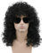 karlery 70er 80er JahreHerren Lang Lockige Schwarz Perücke Rocker Vokuhila Afro Perücke für Männer Kostüm