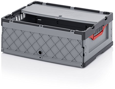 Auer Faltbox 60 x 40 x 22 mit Deckel Stapelbox Aufbewahrungsbox Plastikiste klappbar 60x40x22