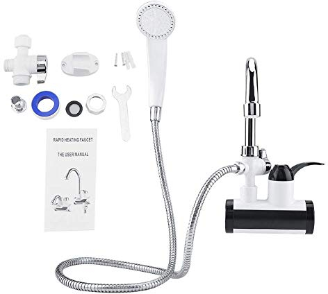 temperature faucet, Haofy instant hot and cold water dispenser heating faucet temperature display + shower head EU (water on the side)