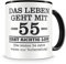 Samunshi® Tasse mit Spruch witzige Geschenke zum 55 Geburtstag Mann Frau Oma Opa Geburtstag Geschenkideen zum 55 Geburtstag schwarz
