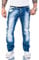 Rock Creek Herren Designer Jeans Hose Dicke Nähte Vintage Herrenjeans Stonewashed Comfort Fit Used Look gerades Bein RC-2011 Blau W30 L30