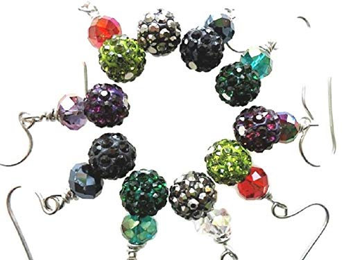 Pendientes cristal Murano y cuenta redonda con cristales incrustados