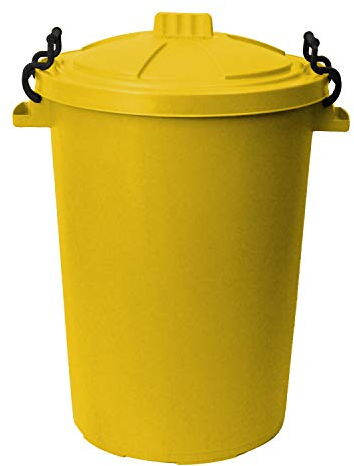 50L 50 Litre Heavy Duty Plastic Clip Lock Lid Bin - Yellow, Single Bin - for Indoor or Outdoor Use for Collection of Rubbish, Waste or Storage of Animal Feed.